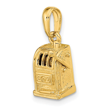 14k Yellow Gold 3-D Moveable Slot Machine Pendant
