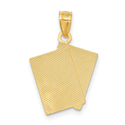 14k Yellow Gold Ace of Hearts and King of Hearts ALL IN! Cards Pendant