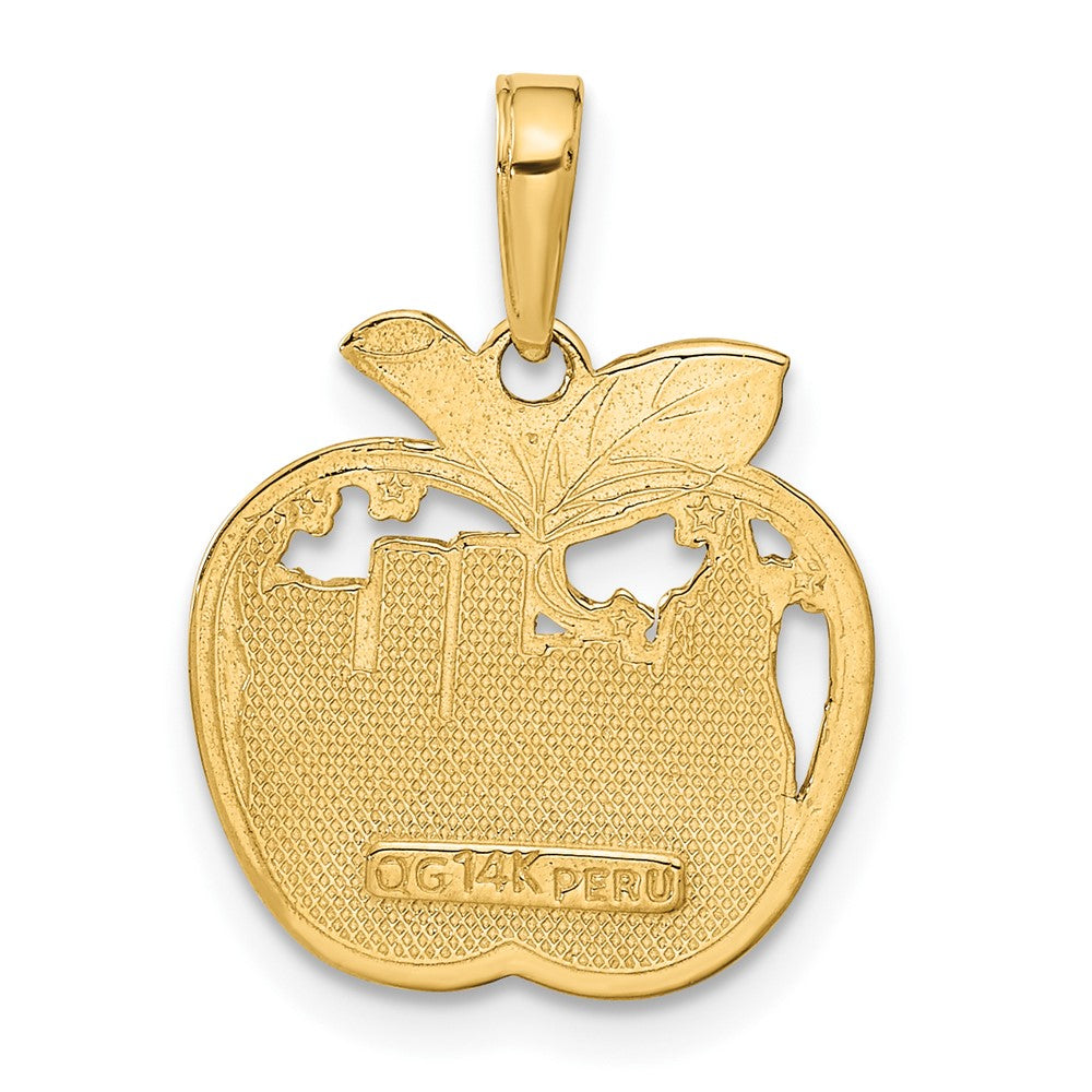 14k Yellow Gold NEW YORK City Skyline in Apple Pendant