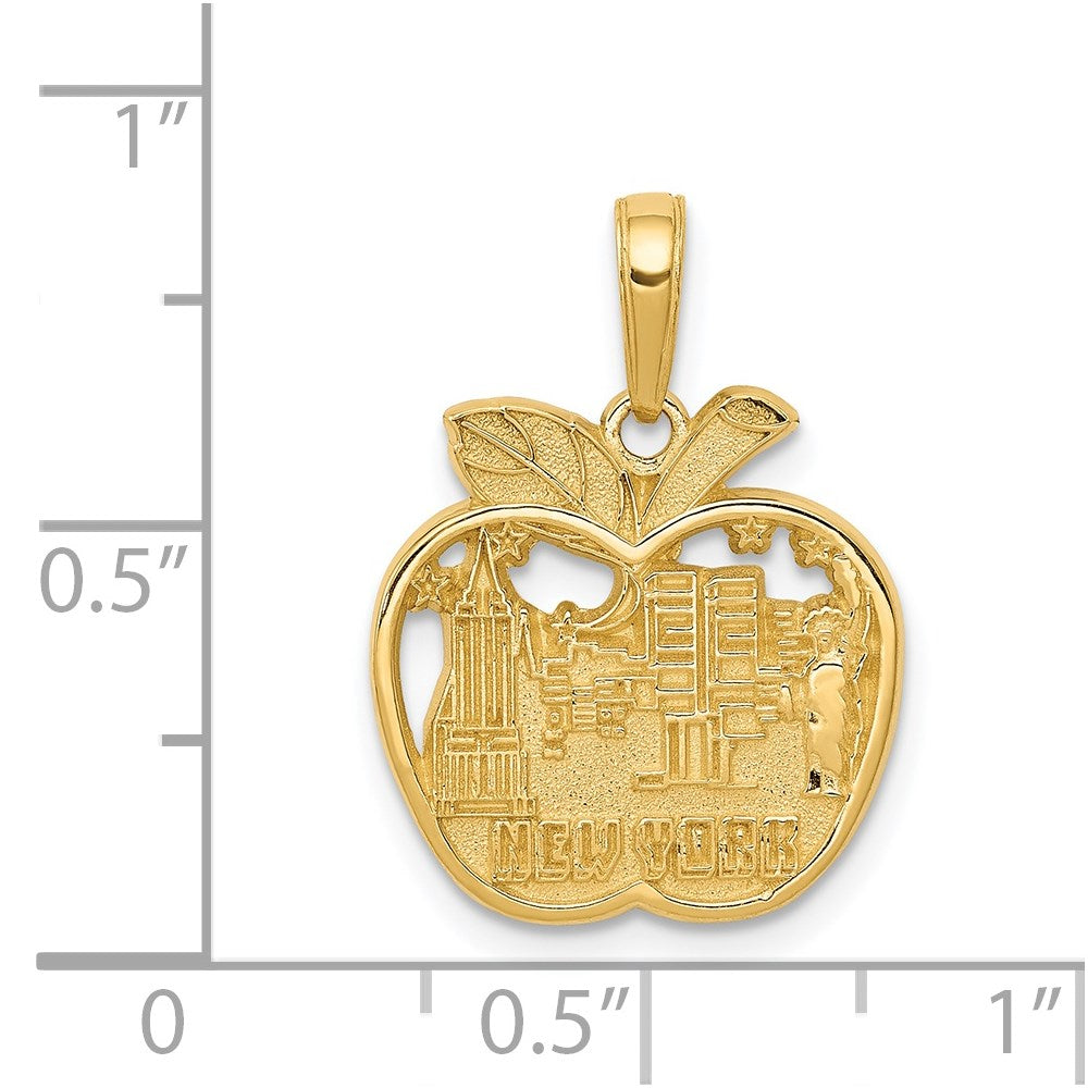14k Yellow Gold NEW YORK City Skyline in Apple Pendant