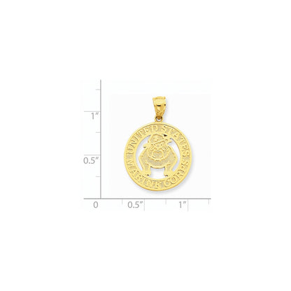 14k Yellow Gold United States Marine Corps. Bulldog Pendant