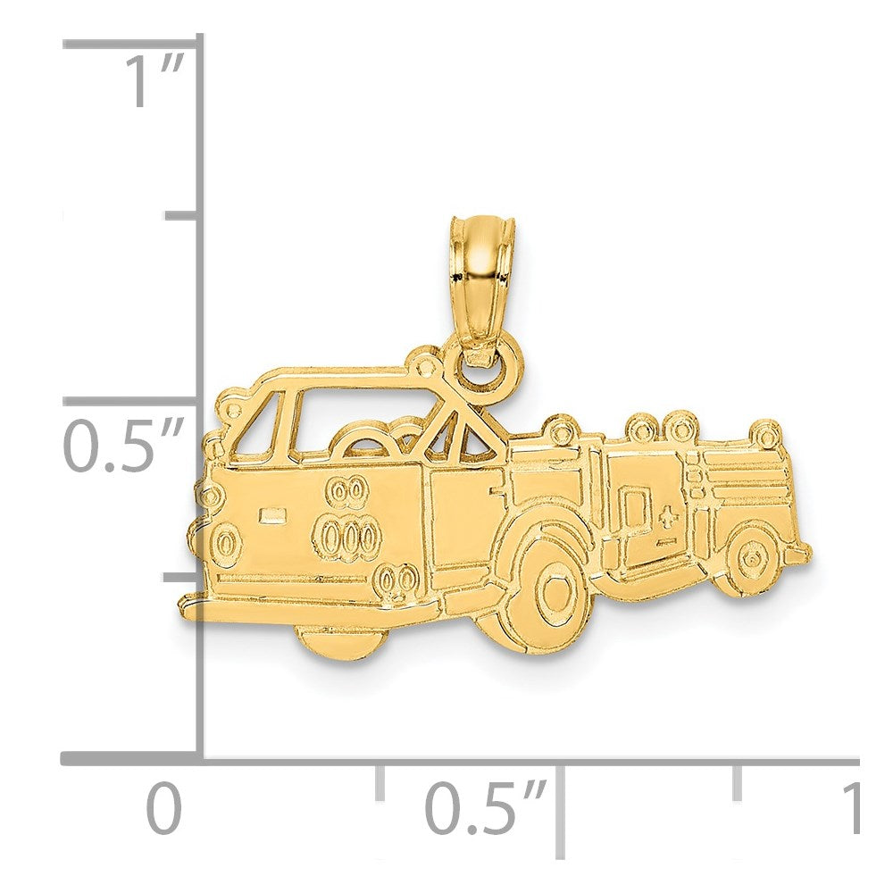 14k Yellow Gold Fire Truck Charm