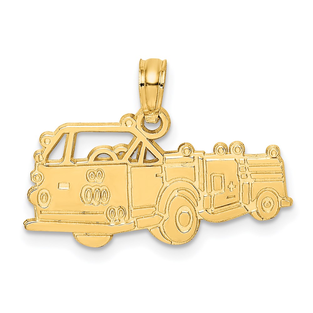 14k Yellow Gold Fire Truck Charm
