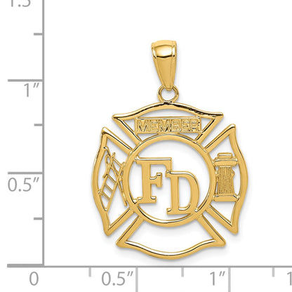 14k Yellow Gold FD MEMBER in Shield Pendant