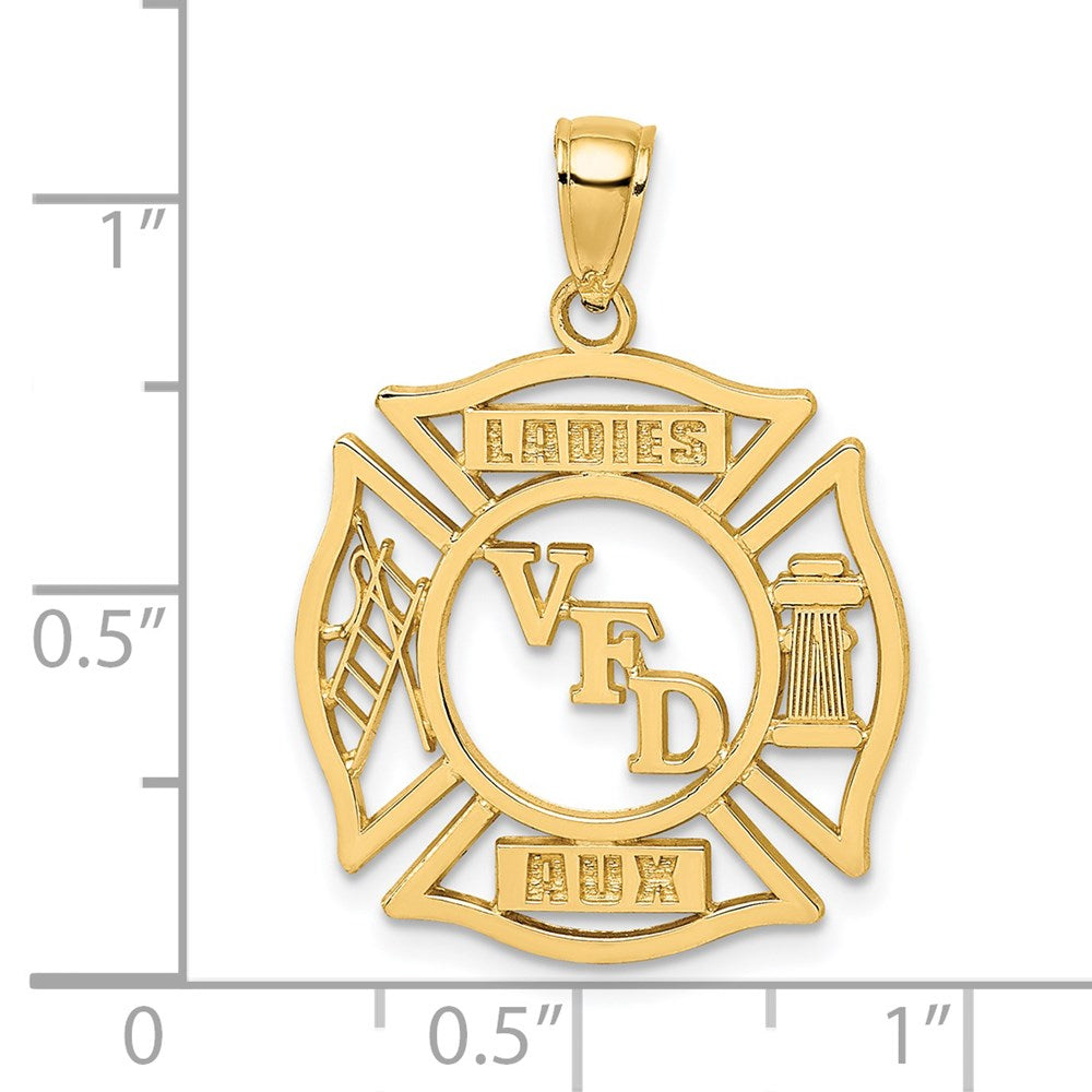 14k Yellow Gold VFD Ladies AUX  Shield Charm