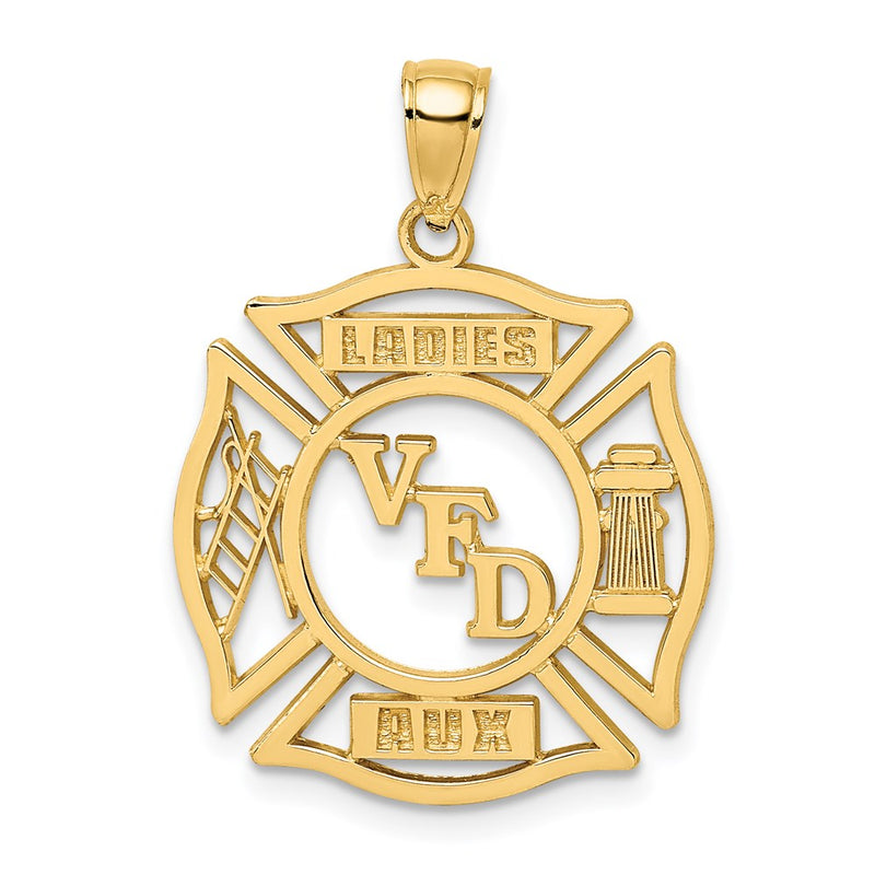 14k Yellow Gold VFD Ladies AUX  Shield Charm