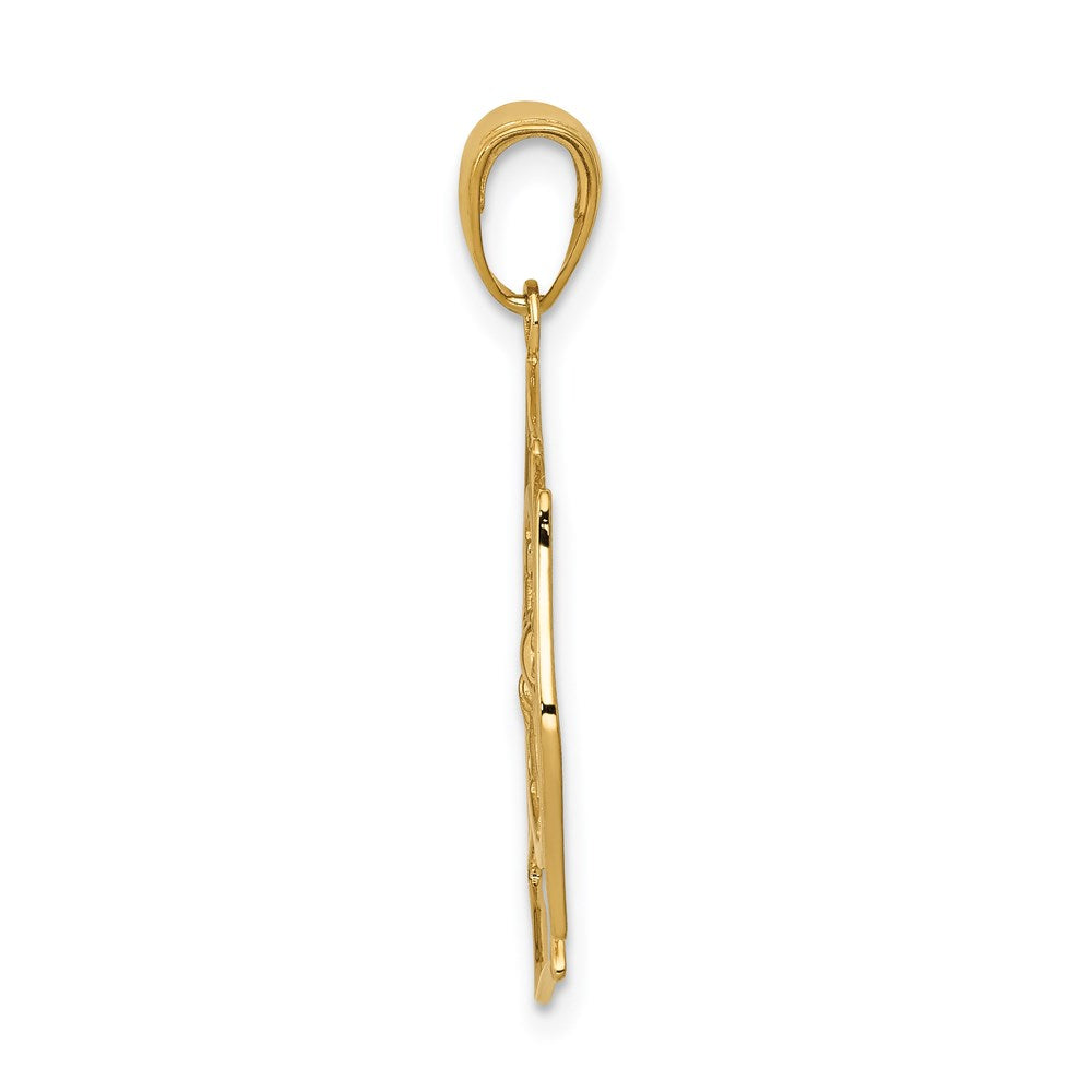 14k Yellow Gold Fireman Shield Pendant