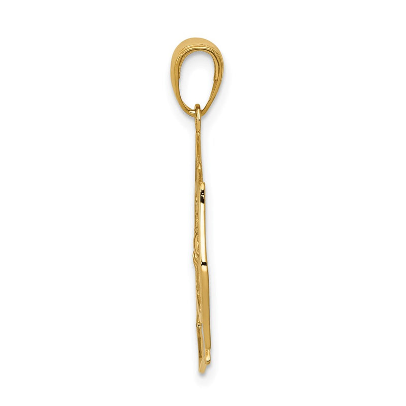 14k Yellow Gold Fireman Shield Pendant