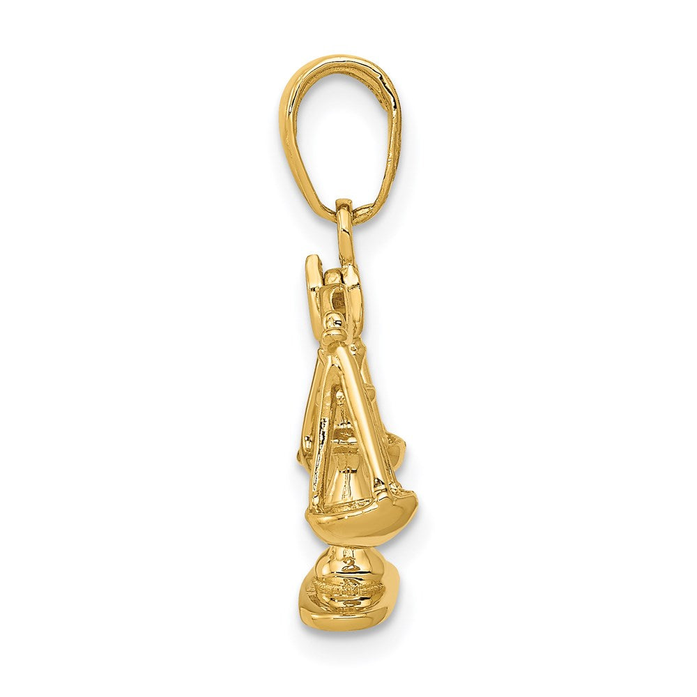 14k Yellow Gold 3-D Moveable Scales of Justice Pendant