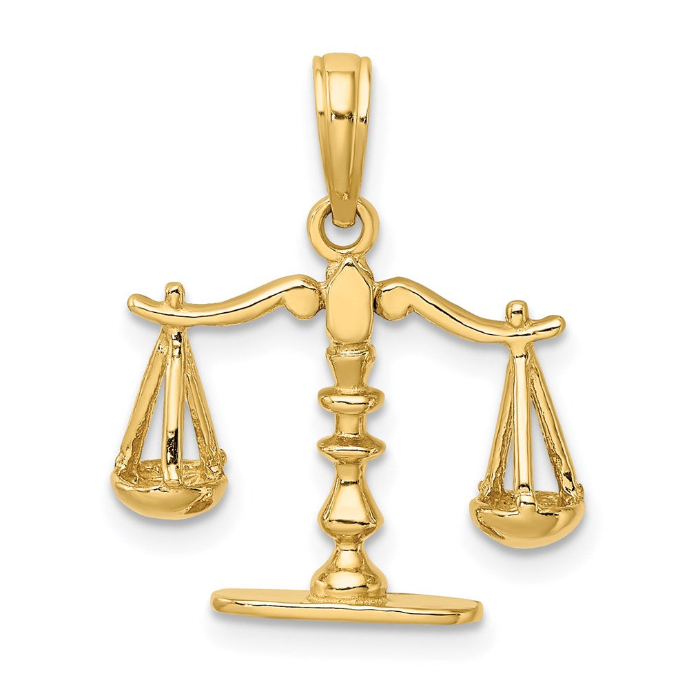 14k Yellow Gold 3-D Moveable Scales of Justice Pendant