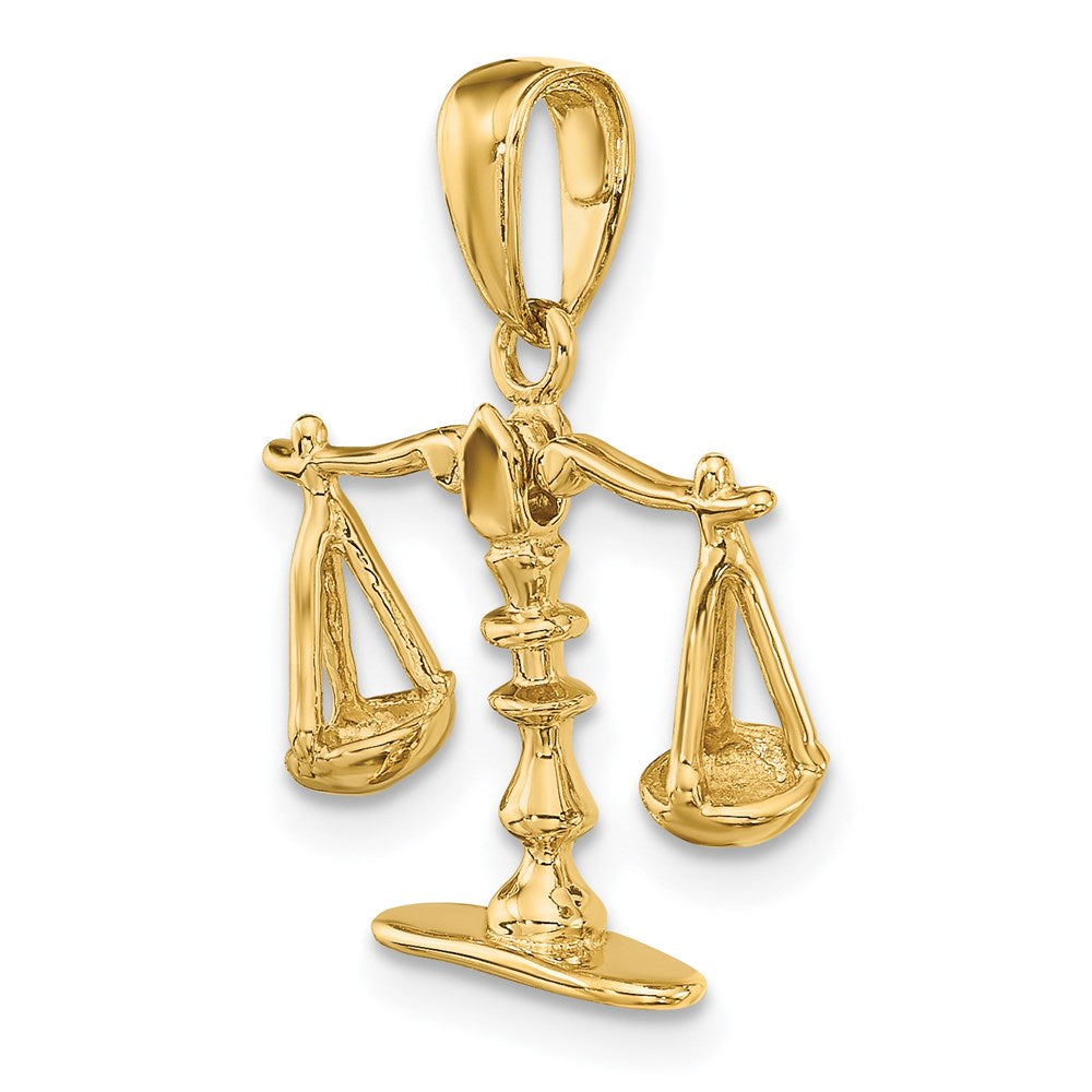 14k Yellow Gold 3-D Moveable Scales of Justice Pendant