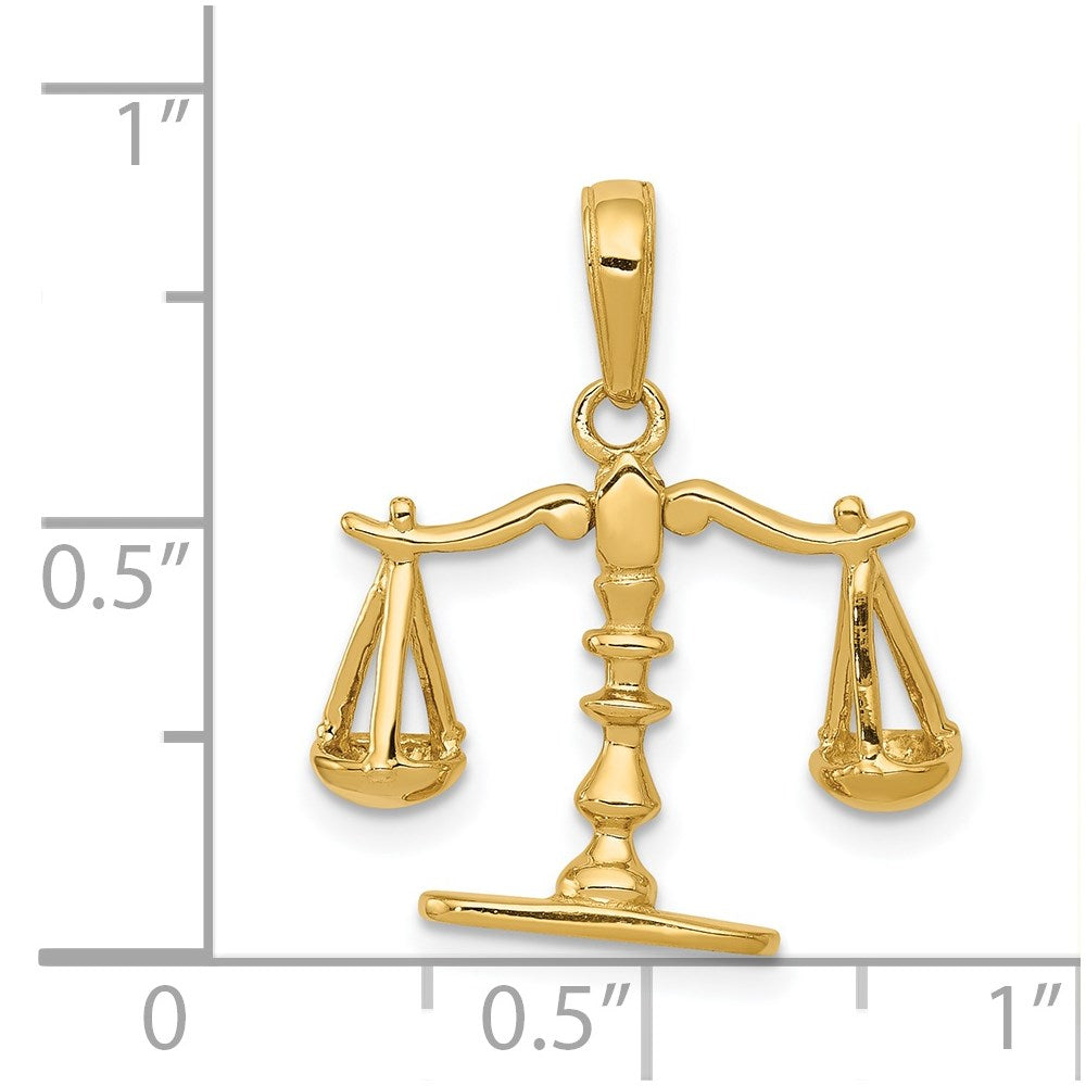 14k Yellow Gold 3-D Moveable Scales of Justice Pendant
