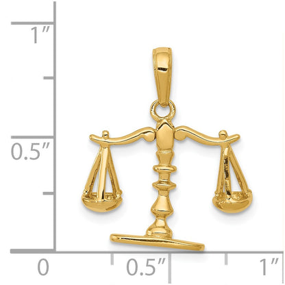 14k Yellow Gold 3-D Moveable Scales of Justice Pendant