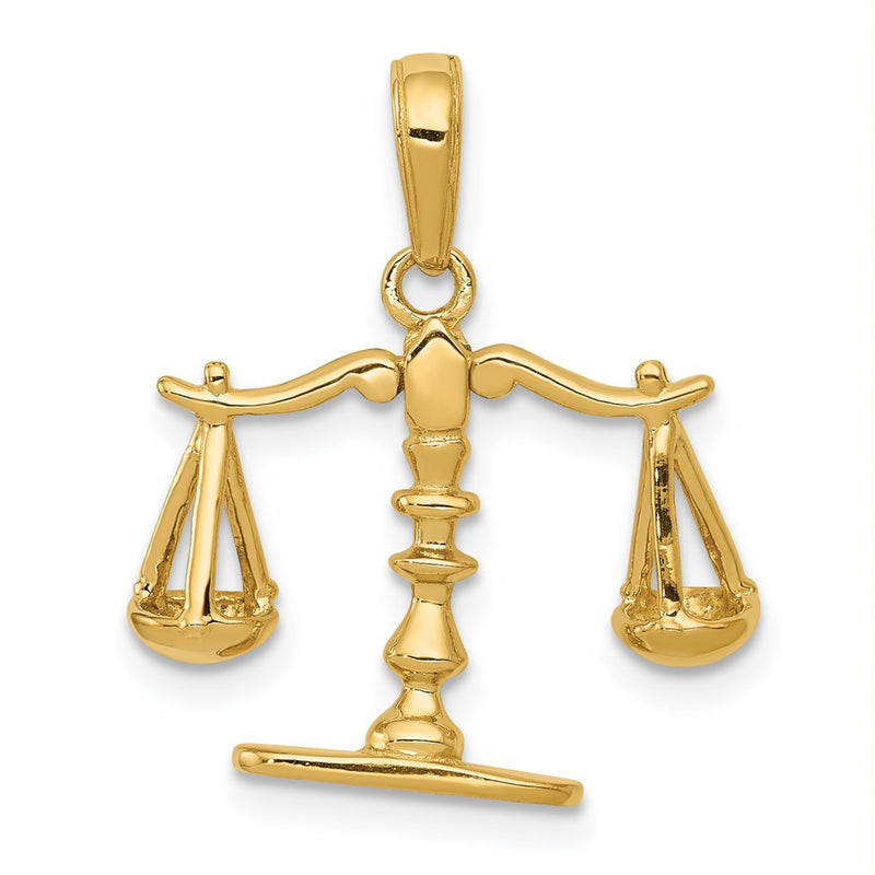 14k Yellow Gold 3-D Moveable Scales of Justice Pendant