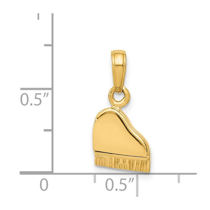 14k Yellow Gold 3-D Piano Pendant with Moveable Lid Pendant