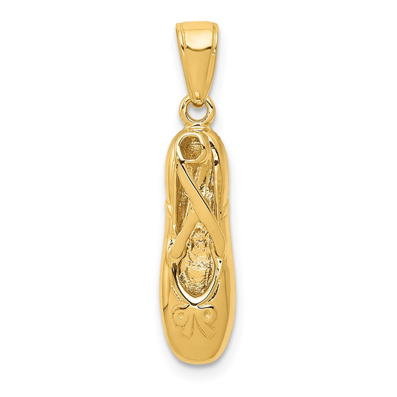 14k Yellow Gold 3-D Ballet Slipper Pendant