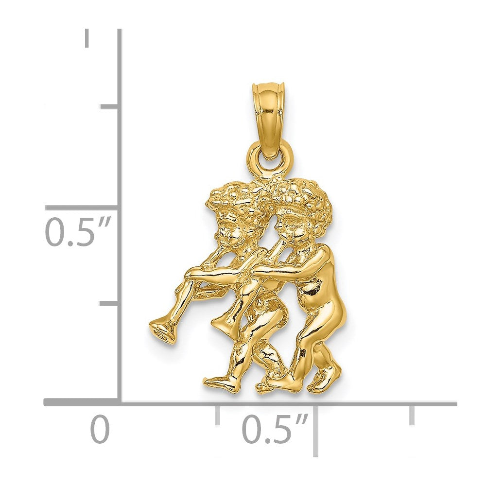14k Yellow Gold 3-D Gemini Zodiac Charm