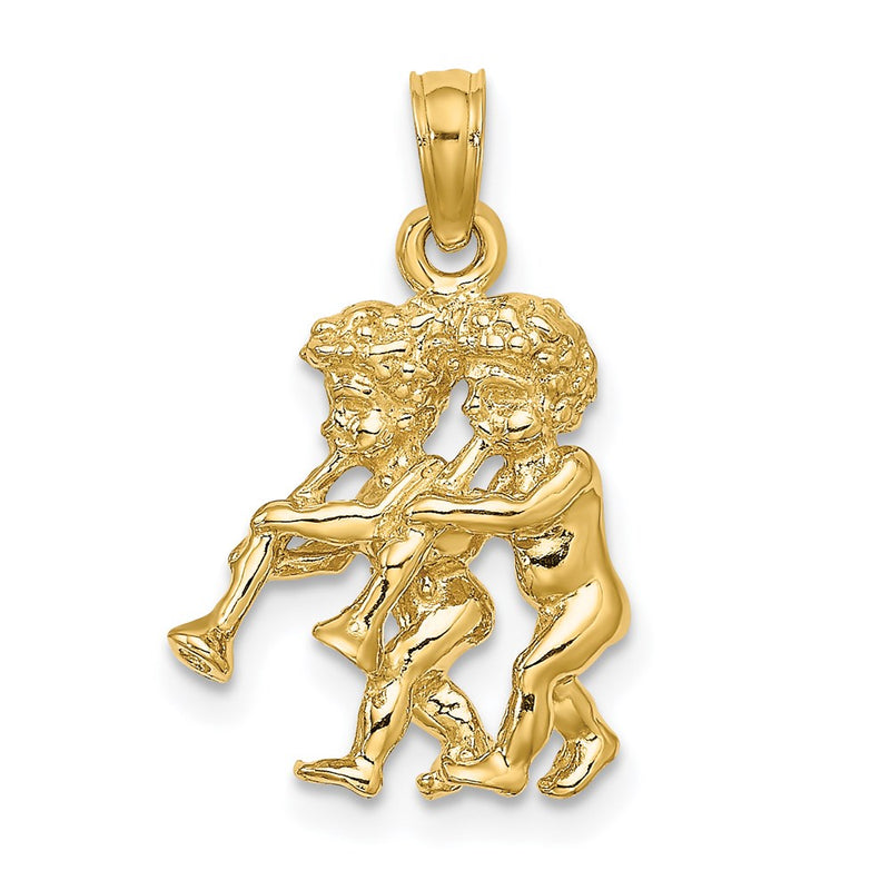 14k Yellow Gold 3-D Gemini Zodiac Charm