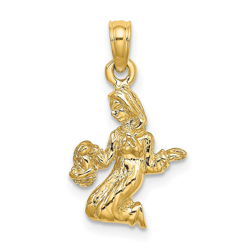 14k Yellow Gold 3-D Virgo Zodiac Charm