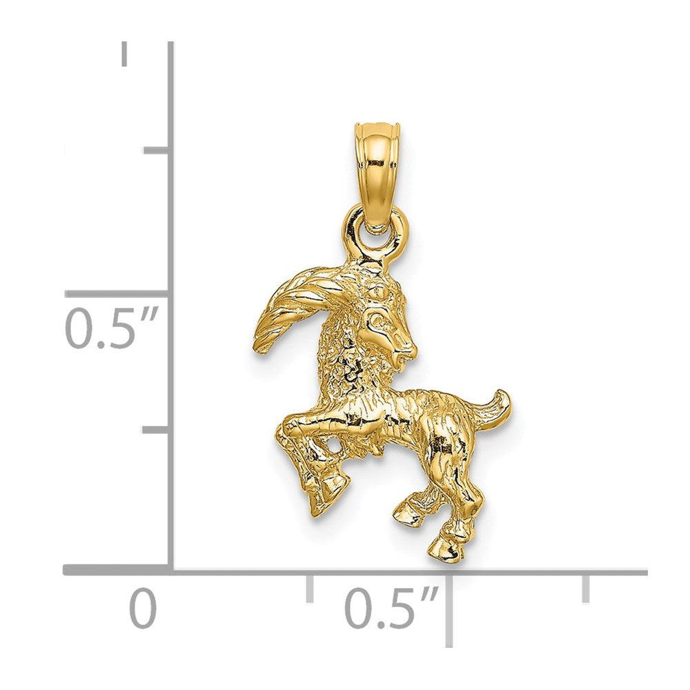 14k Yellow Gold 3-D Capricorn Zodiac Charm
