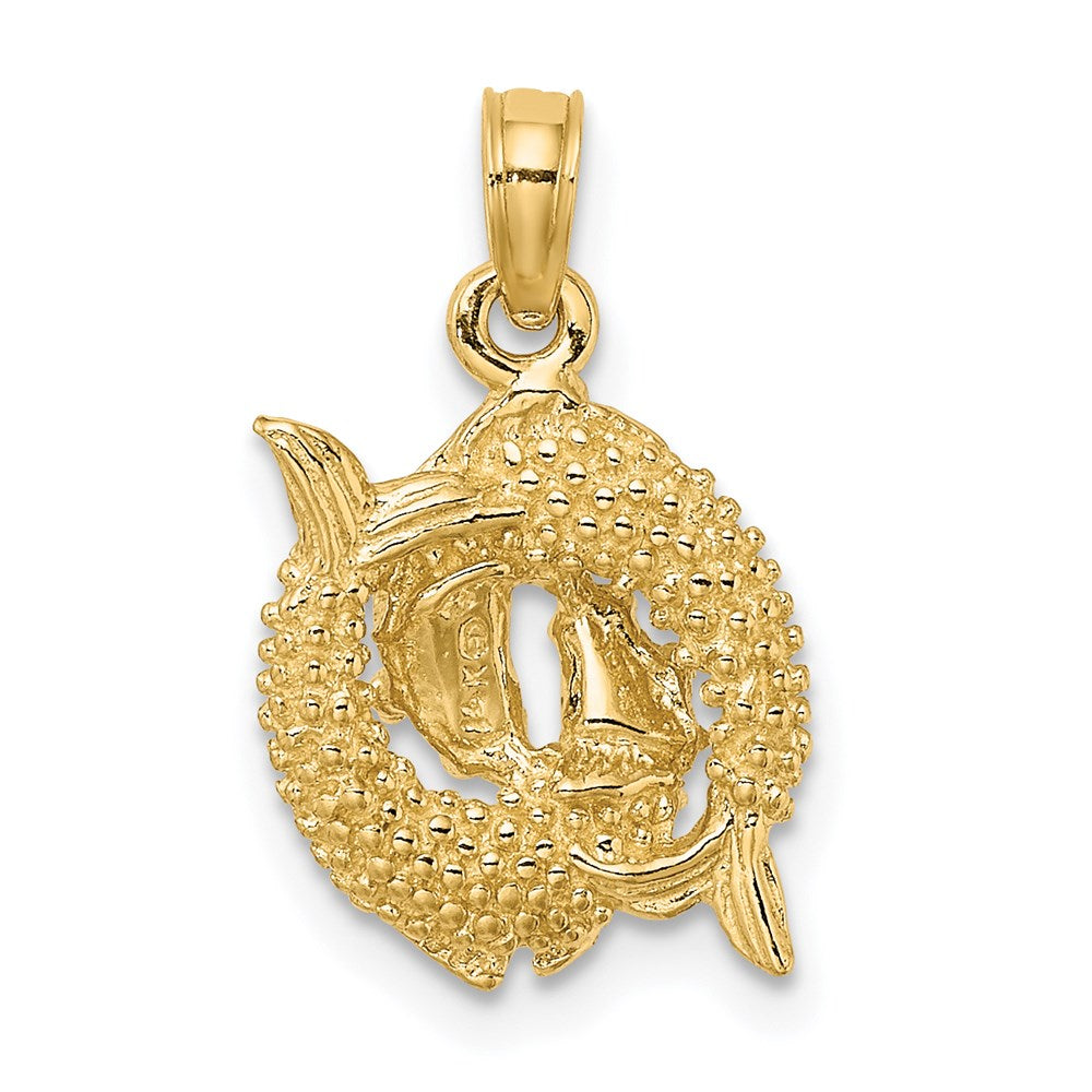 14k Yellow Gold 3-D Pisces Zodiac Charm