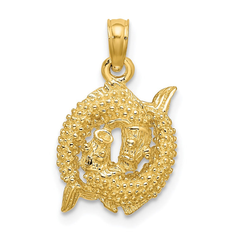 14k Yellow Gold 3-D Pisces Zodiac Charm