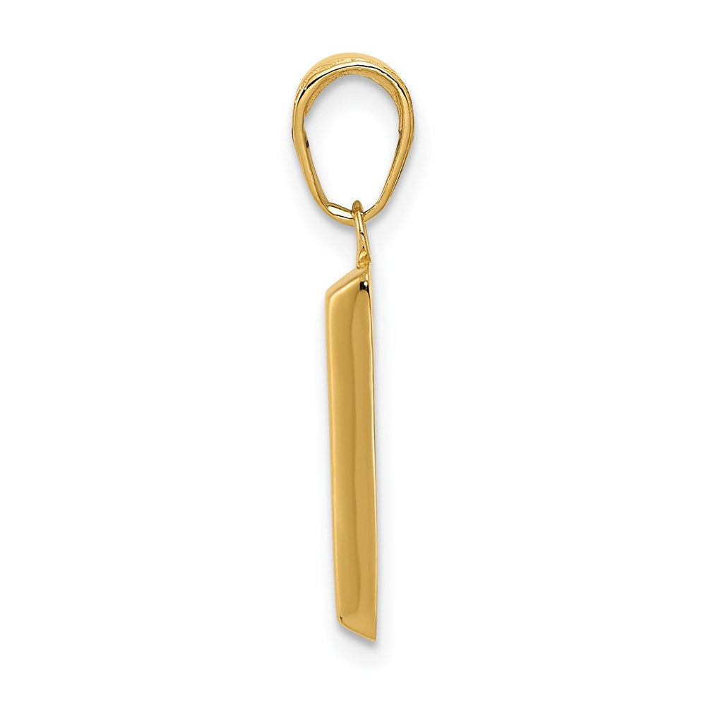 14k Yellow Gold 3D Gold Bar Pendant