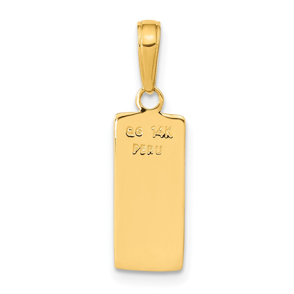 14k Yellow Gold 3D Gold Bar Pendant