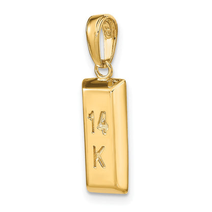 14k Yellow Gold 3D Gold Bar Pendant