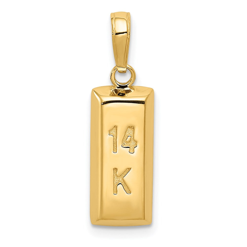 14k Yellow Gold 3D Gold Bar Pendant