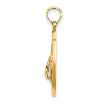14k Yellow Gold LIFES A BEACH Circle W/Flip-Flop Charm