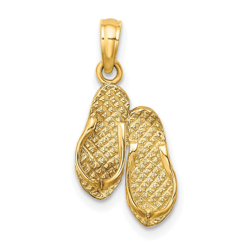 14k Yellow Gold 3D FT. MYERS Double Flip-Flop Charm