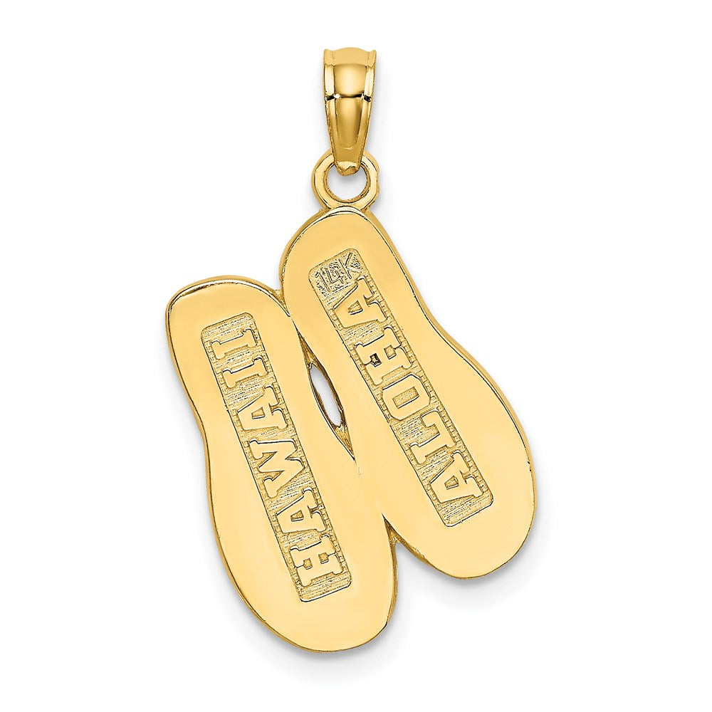 14k Yellow Gold 3D HAWAII ALOHA Double Flip-Flop Charm