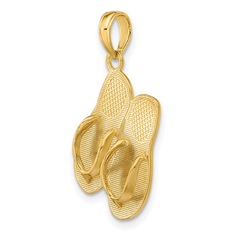14k Yellow Gold 3D HAWAII ALOHA Double Flip-Flop Charm