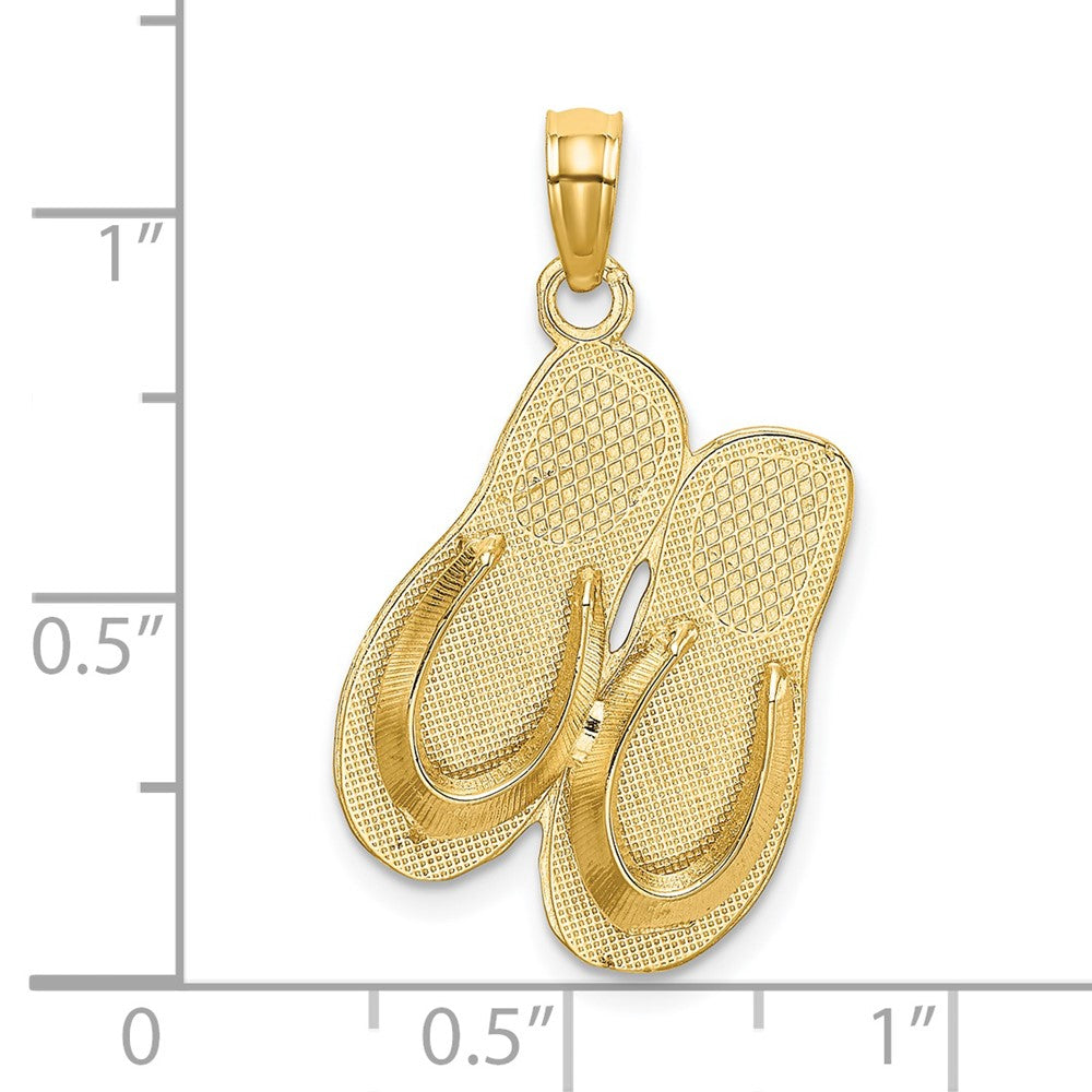 14k Yellow Gold 3D HAWAII ALOHA Double Flip-Flop Charm