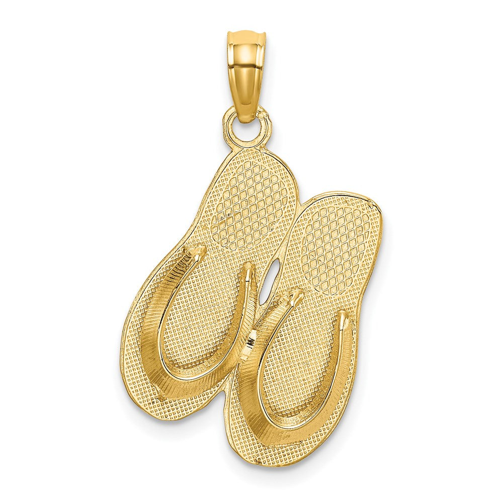 14k Yellow Gold 3D HAWAII ALOHA Double Flip-Flop Charm