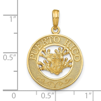 14k Yellow Gold PUERTO RICO with Frog Pendant