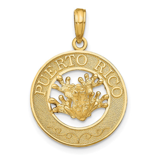 14k Yellow Gold PUERTO RICO with Frog Pendant