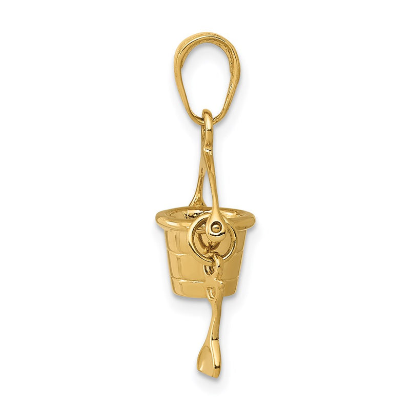 14k Yellow Gold 3-D Beach Bucket with Shovel Charm