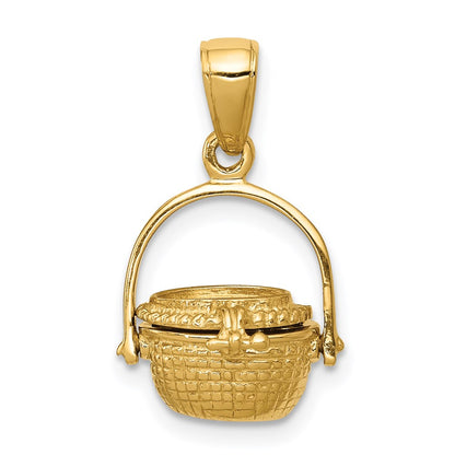 14k Yellow Gold 3-D Nantucket Basket Pendant