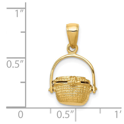 14k Yellow Gold 3-D Nantucket Basket Pendant