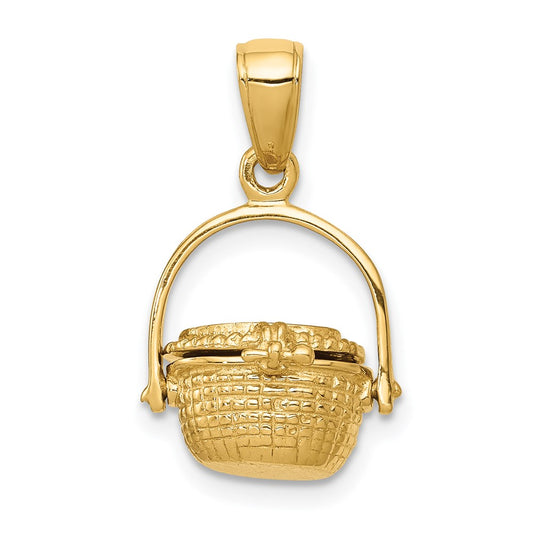 14k Yellow Gold 3-D Nantucket Basket Pendant