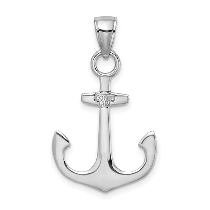 14k White Gold Polished 3-D Anchor Charm