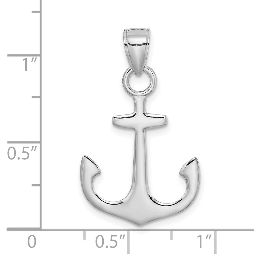 14k White Gold Polished 3-D Anchor Charm
