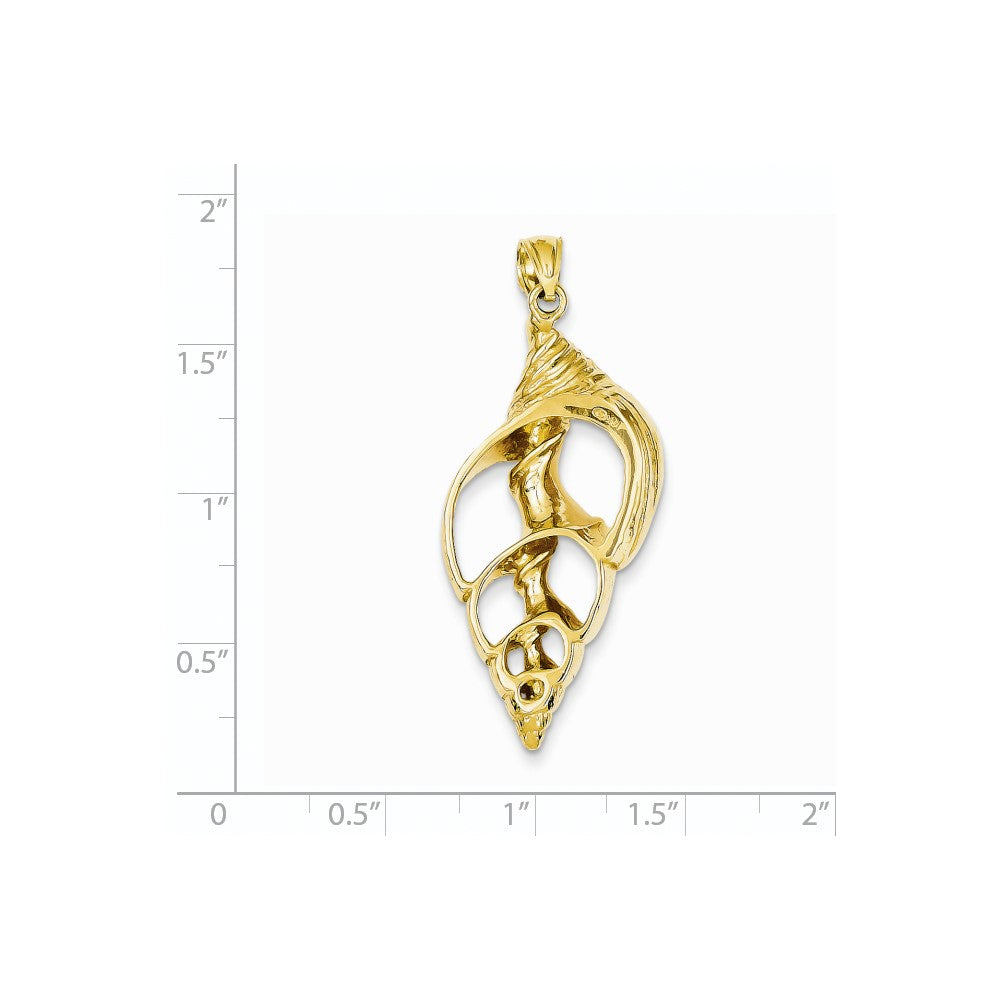 14k Yellow Gold Conch Shell Skeleton Pendant