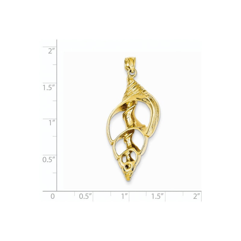 14k Yellow Gold Conch Shell Skeleton Pendant