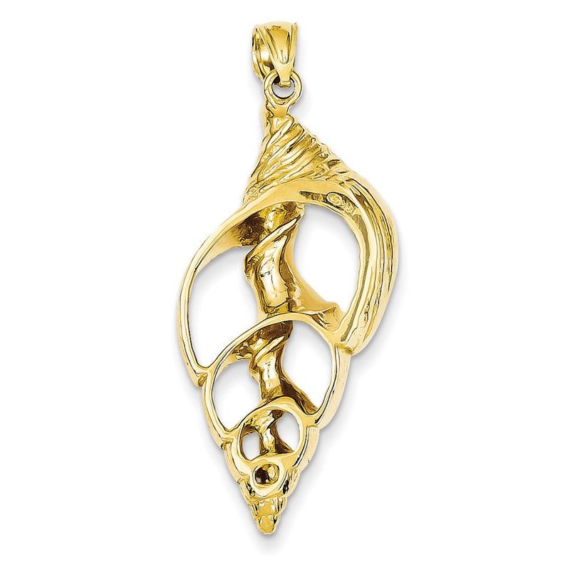 14k Yellow Gold Conch Shell Skeleton Pendant