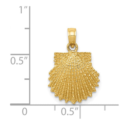 14k Yellow Gold Textured Scallop Shell Pendant