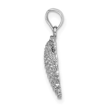 14k White Gold Textured Scallop Shell Charm