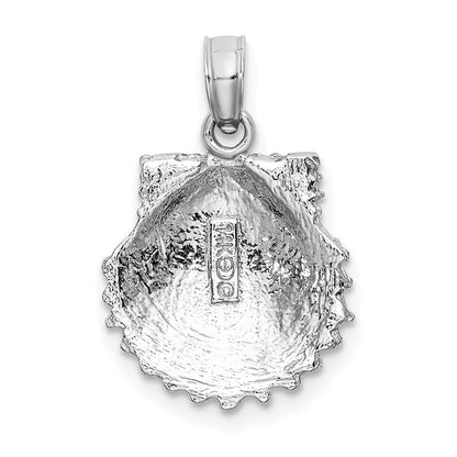 14k White Gold Textured Scallop Shell Charm
